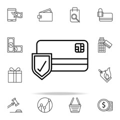bank card protection icon. online shopping icons universal set for web and mobile