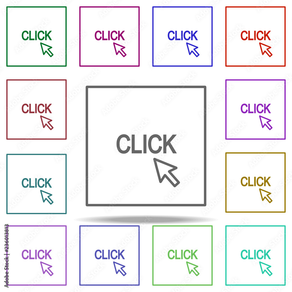 Poster cursor click icon. elements of online and web filled in multi color style icons. simple icon for web