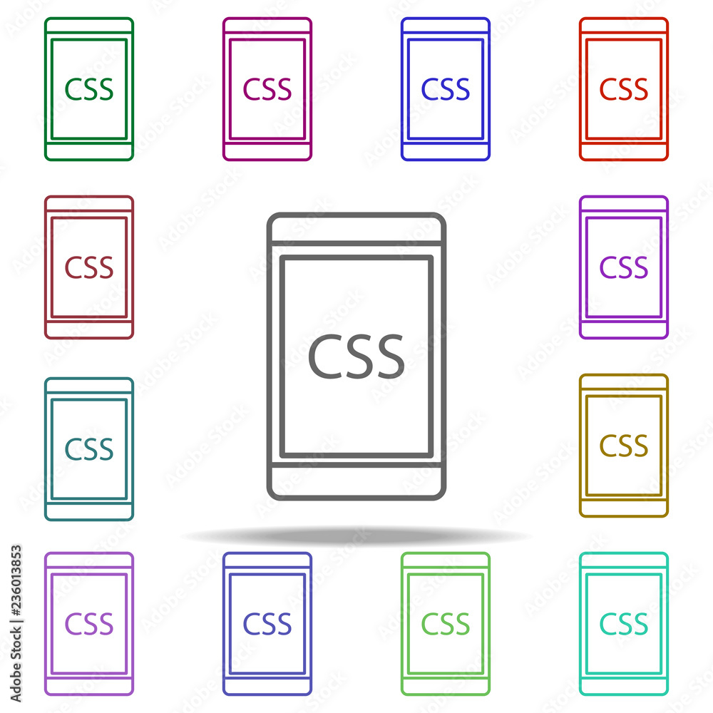 Poster mobile phone css icon. elements of online and web filled in multi color style icons. simple icon for