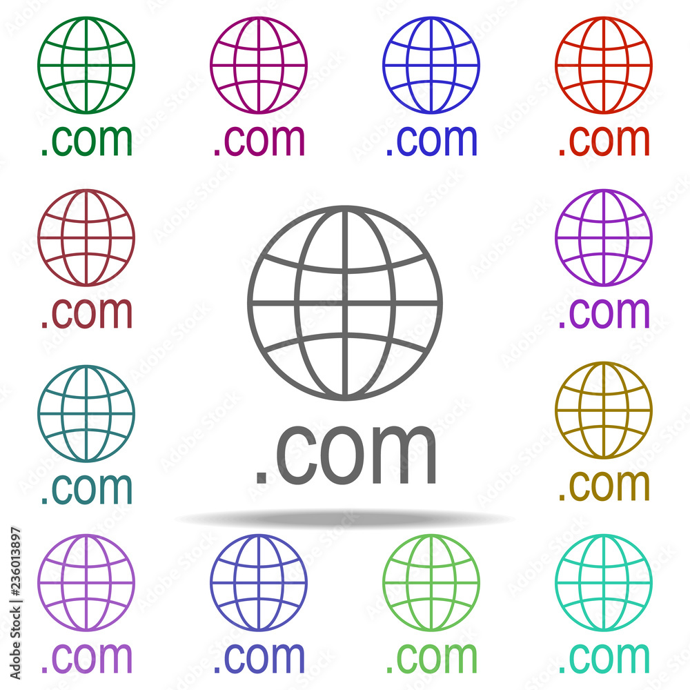Poster domain com icon. elements of online and web filled in multi color style icons. simple icon for websi