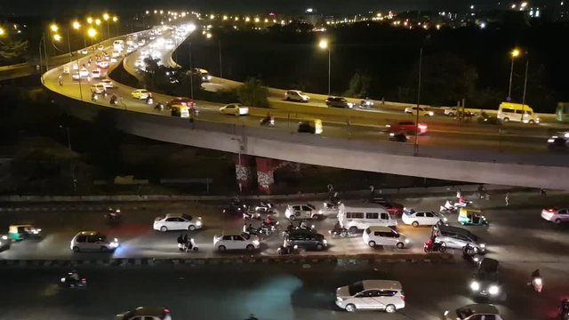 Time lapse of the traffic in Tin Factory area in Bangalore, Karnataka, India
