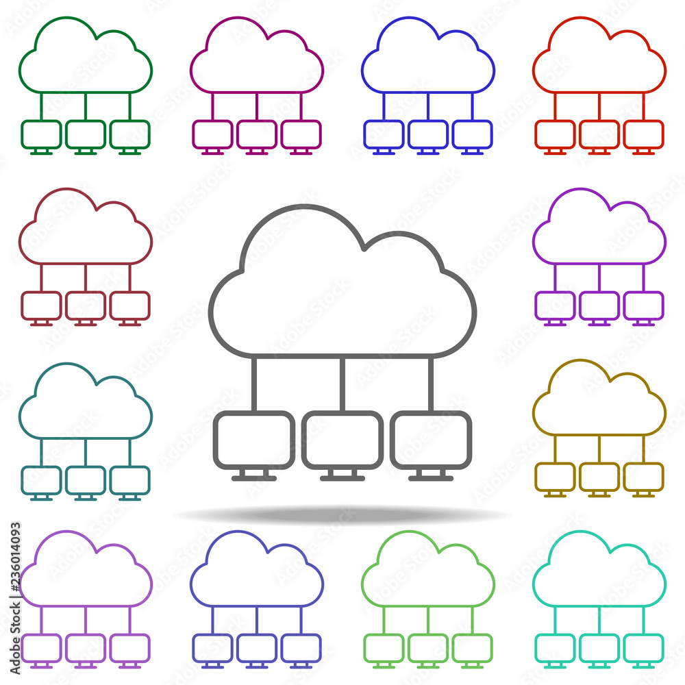 Poster cloud storage icon. elements of online and web filled in multi color style icons. simple icon for we
