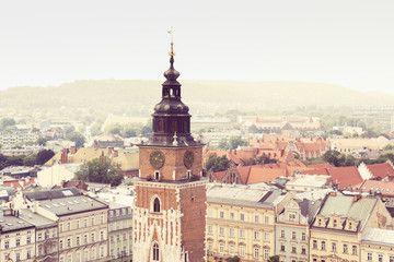 Fototapeta premium Town Hall Tower and cityscape of Krakow