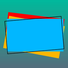 Design business concept Empty template copy space text for Ad website isolated. Pile of Blank Rectangular Outlined Different Color Construction Paper