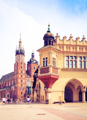 Naklejka na ściany i meble Krakow Cloth Hall and Mary Church