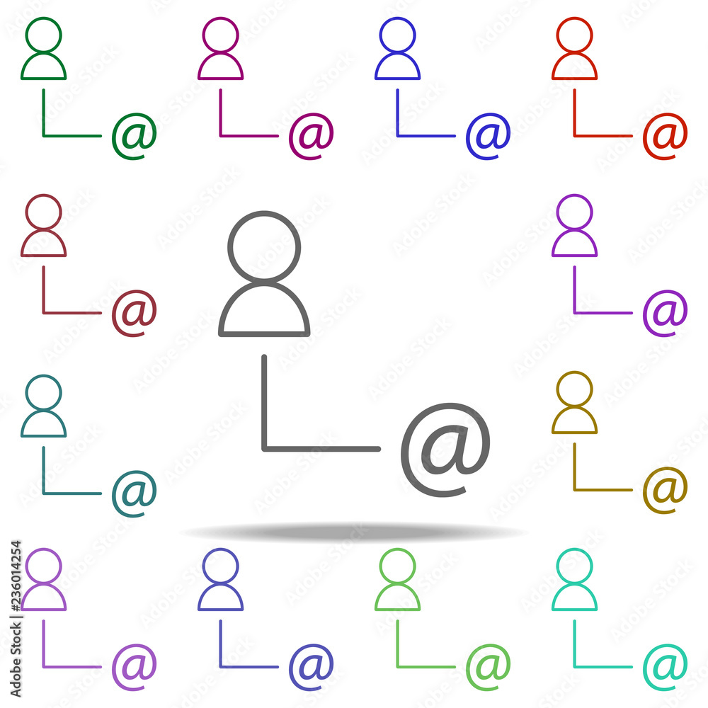 Poster user email icon. elements of online and web filled in multi color style icons. simple icon for websi