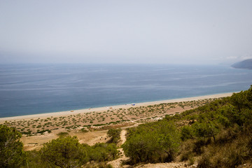 Obraz premium Beautiful background of a Moroccan beach with waves and sea