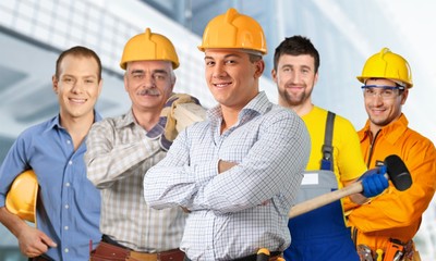 Building, construction, development, teamwork and people concept