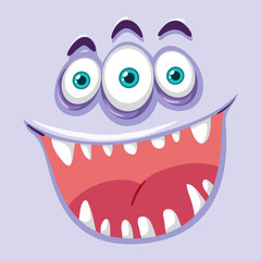 Creepy three eyed monster face