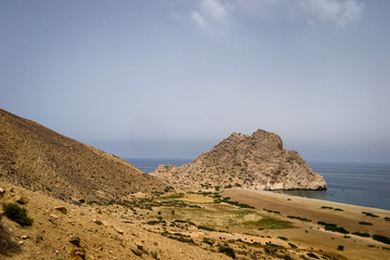 Beautiful background of a Moroccan beach with waves and sea