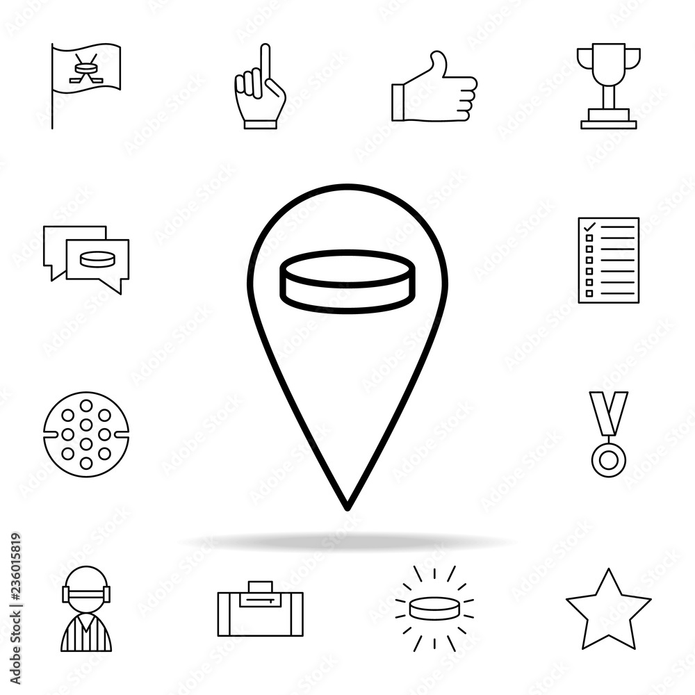 Poster pin geolocation game icon. hockey icons universal set for web and mobile