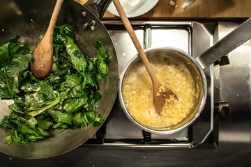 Ingredients to prepare a rich meal manipulated.