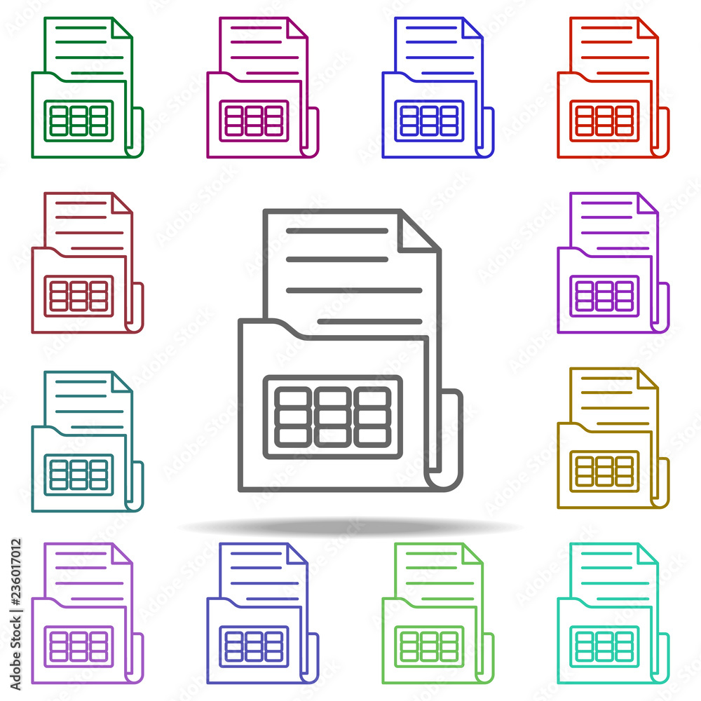Poster folder with documents password icon. elements of data secutity in multi color style icons. simple ic
