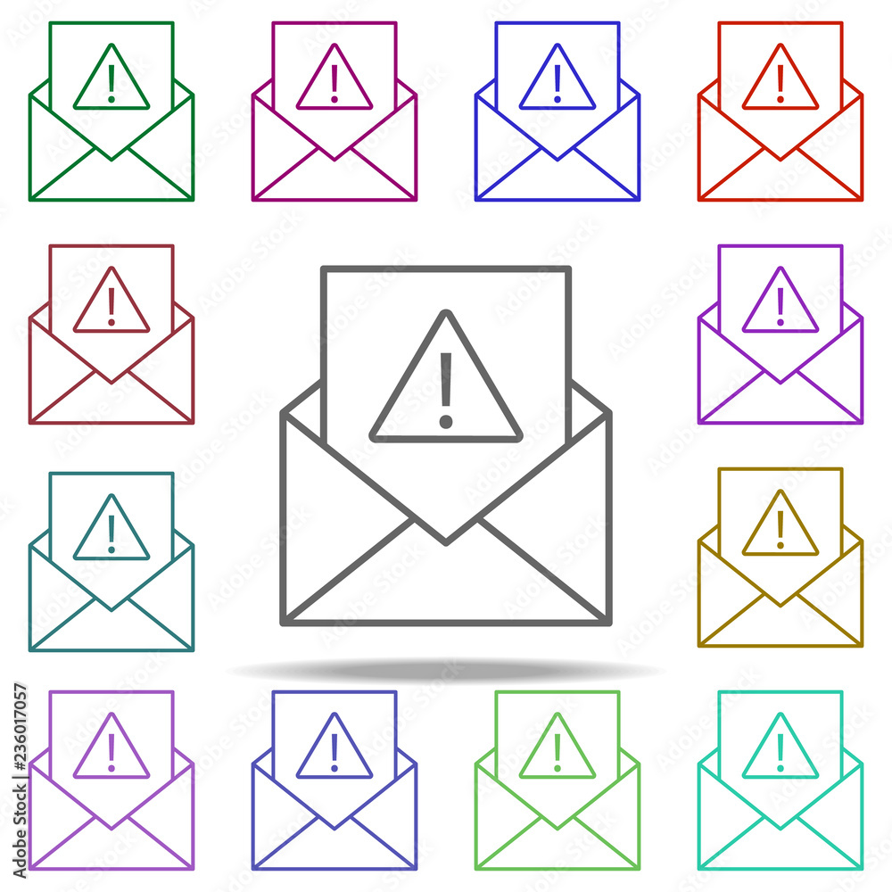Poster letter of warning icon. elements of data secutity in multi color style icons. simple icon for websit