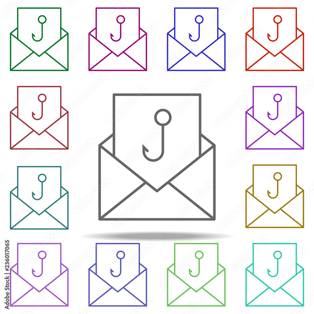 Poster letter hook icon. elements of data secutity in multi color style icons. simple icon for websites, we