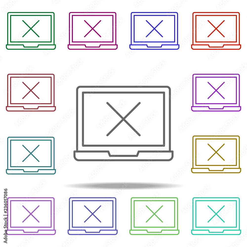 Poster not working laptop icon. elements of data secutity in multi color style icons. simple icon for websi