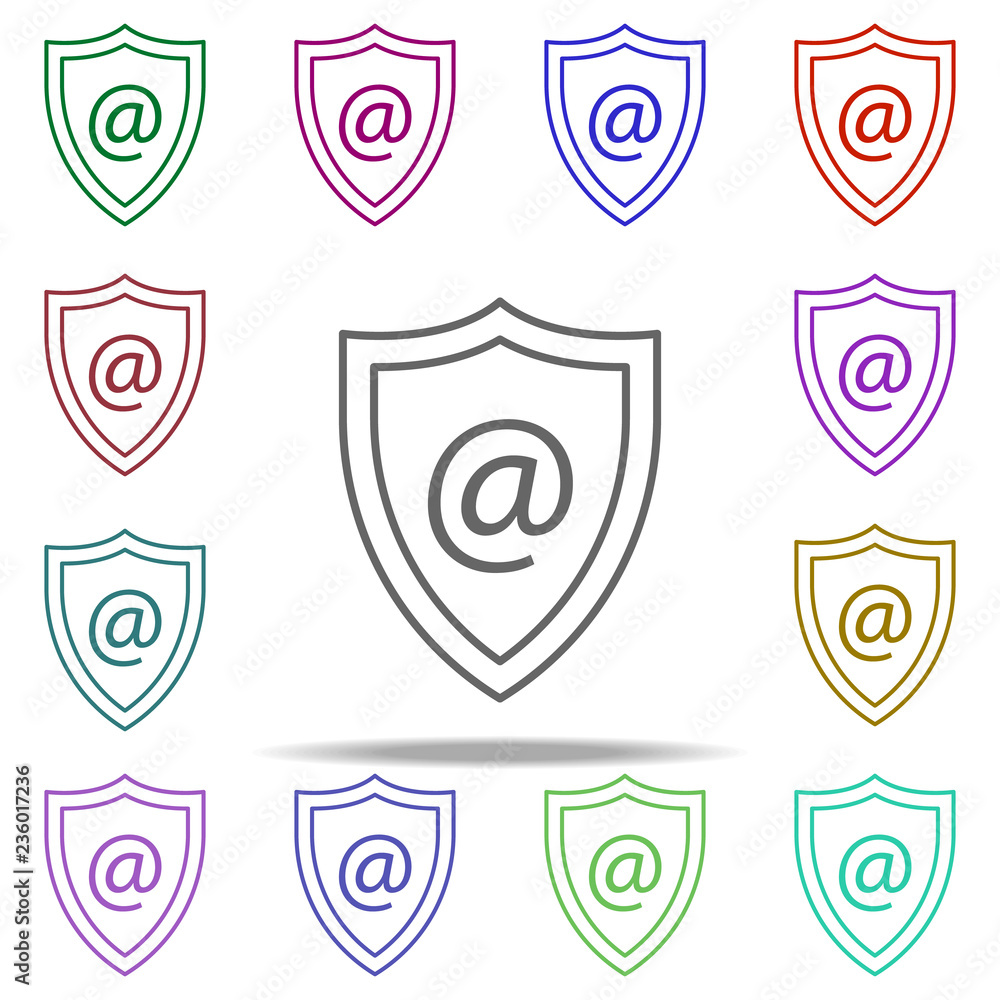 Poster protection of mail icon. elements of data secutity in multi color style icons. simple icon for websi