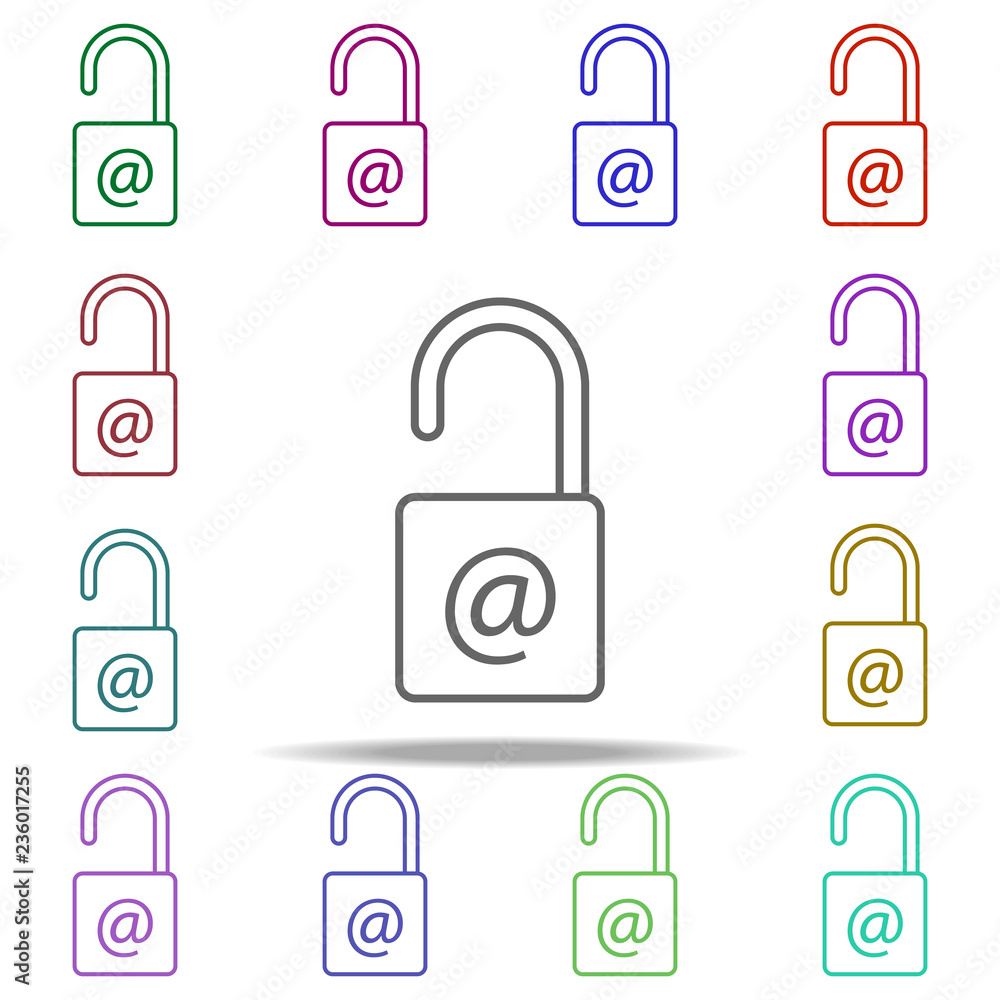 Poster unlocking the mail icon. elements of data secutity in multi color style icons. simple icon for websi