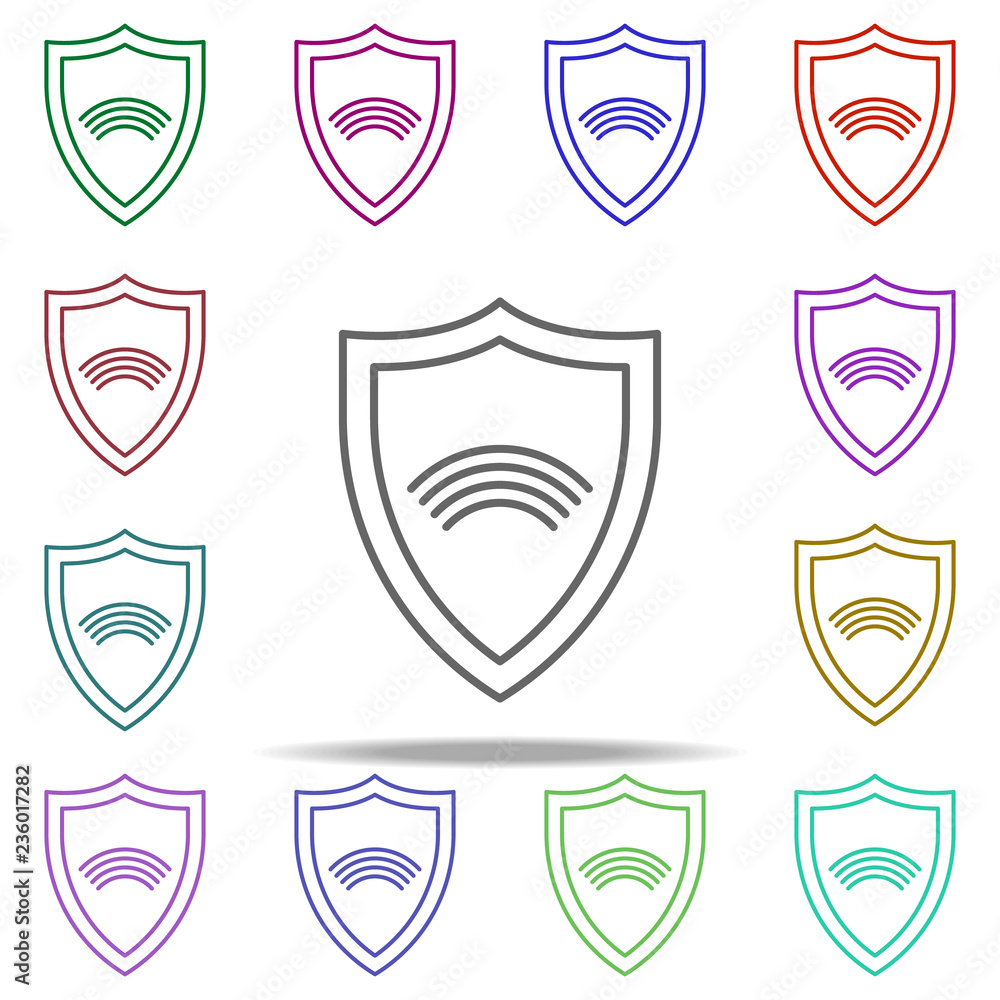 Poster wifi protection icon. elements of data secutity in multi color style icons. simple icon for websites