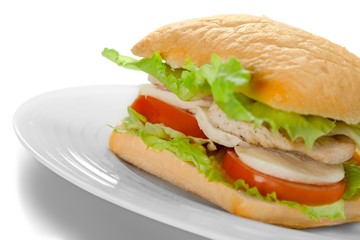 Sliced ham sandwich