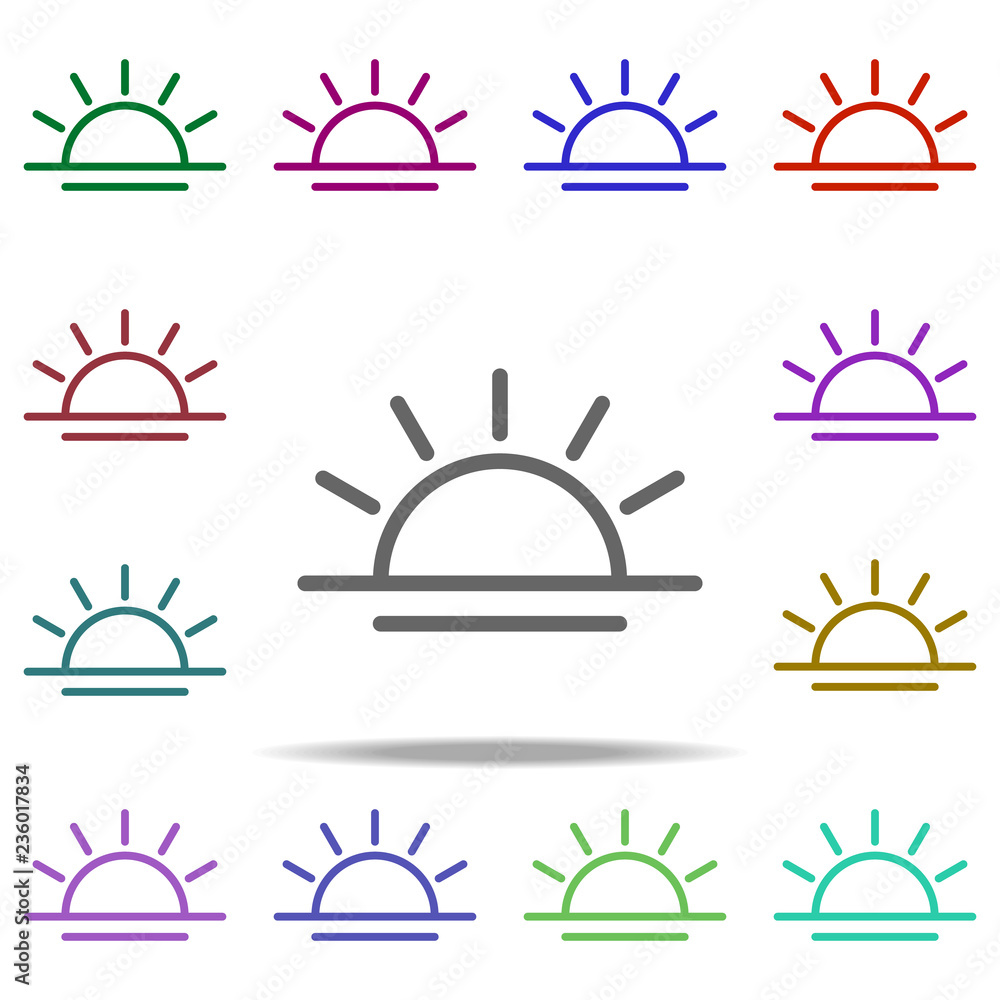 Poster sunrise icon. elements of autumn in multi color style icons. simple icon for websites, web design, m