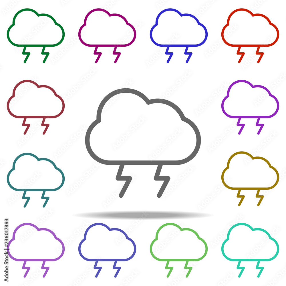 Poster cloud of lightning icon. elements of autumn in multi color style icons. simple icon for websites, we