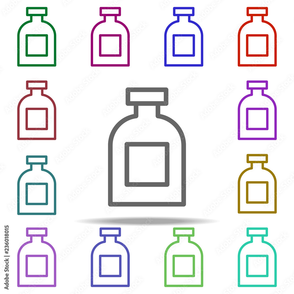 Poster capacity with medicine icon. elements of autumn in multi color style icons. simple icon for websites