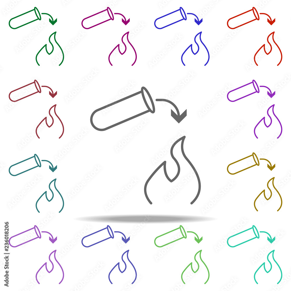 Poster easily flammable icon. elements of arrow and object in multi color style icons. simple icon for webs