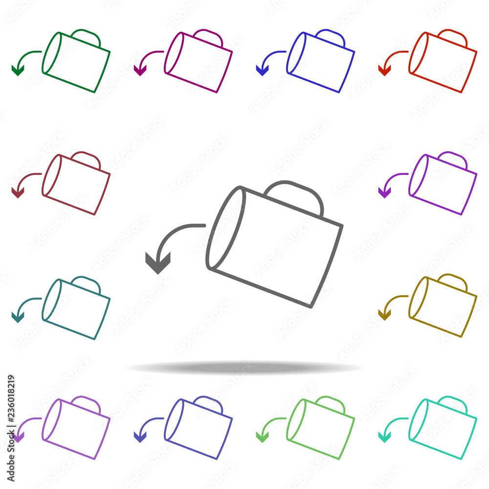 Poster pour out icon. elements of arrow and object in multi color style icons. simple icon for websites, we