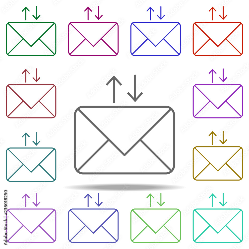 Poster envelope exchange icon. elements of arrow and object in multi color style icons. simple icon for web