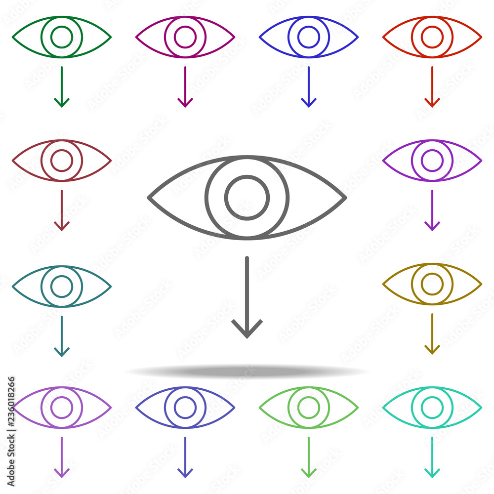 Poster focus look icon. elements of arrow and object in multi color style icons. simple icon for websites, 
