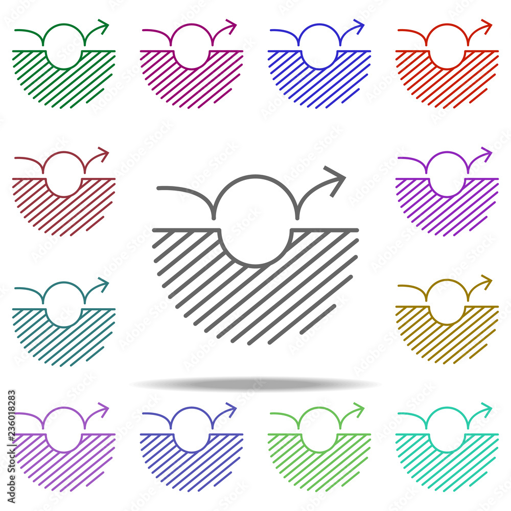 Poster hole jump icon. elements of arrow and object in multi color style icons. simple icon for websites, w