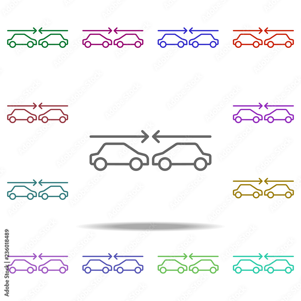 Poster crash auto icon. elements of arrow and object in multi color style icons. simple icon for websites, 