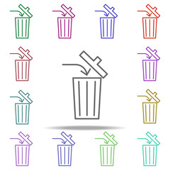 discard trash icon. Elements of arrow and object in multi color style icons. Simple icon for websites, web design, mobile app, info graphics