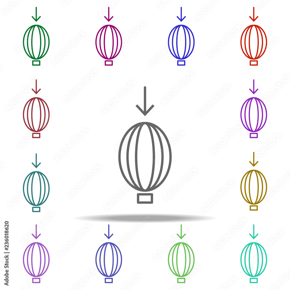 Poster ballon down icon. elements of arrow and object in multi color style icons. simple icon for websites,