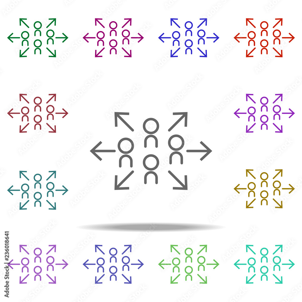 Poster break up icon. elements of arrow and object in multi color style icons. simple icon for websites, we