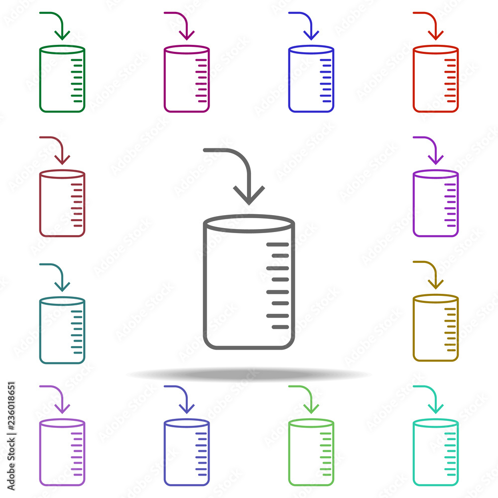 Poster tube experiment icon. elements of arrow and object in multi color style icons. simple icon for websi