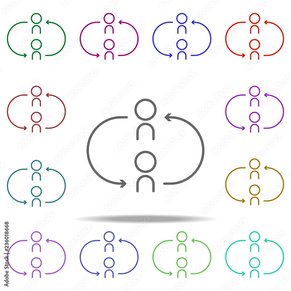 Poster alternate change someone icon. elements of arrow and object in multi color style icons. simple icon 