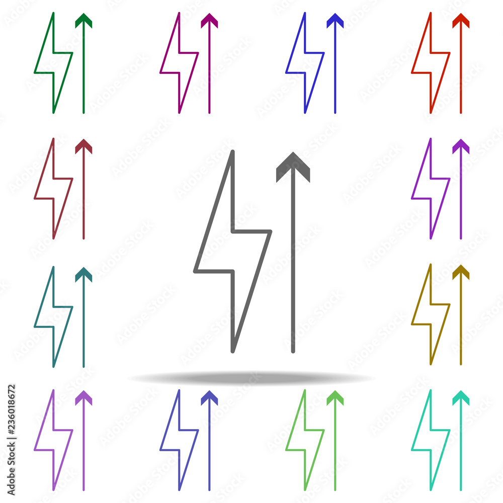 Poster charging energy icon. elements of arrow and object in multi color style icons. simple icon for websi