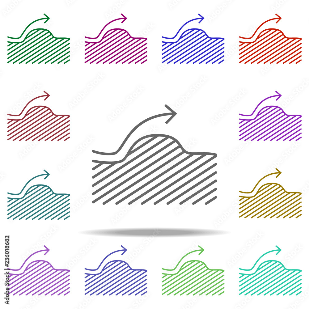 Poster break through jump icon. elements of arrow and object in multi color style icons. simple icon for we