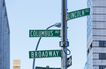 streets names signs  one of the main Manhattan avenues in New York City USA