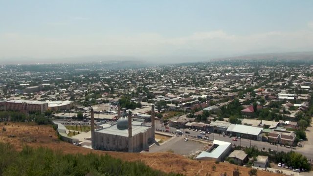 Aerial View Over Rooftops in Osh City Kyrgyzstan