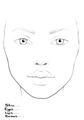Face chart Makeup Artist Blank. Beautiful woman portrait. Face chart. Makeup Artist Blank. Template.