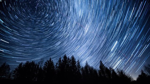 Starry night sky with startrails. 4k Time lapse. 3840x2160, 24fps.