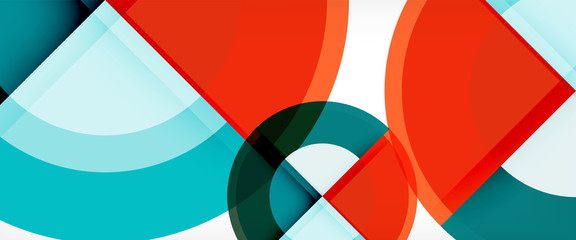 Modern geometric circles abstract background, colorful round shapes with shadow effects