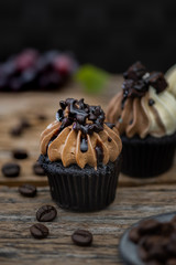 Tasty cupcakes Homemade  muffin  with cream buttercream for birthday, valentine, and christmas holliday