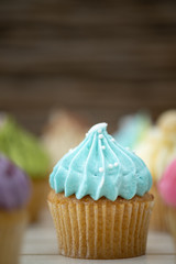 Tasty cupcakes Homemade  muffin  with cream buttercream for birthday, valentine, and christmas holliday