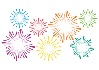 Obraz premium Firework Colorful on white background for celebration, party, and new year event. Vector illustration