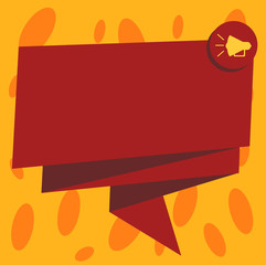 Design business concept Empty copy space modern abstract background. Folded 3D Ribbon Sash Megaphone Speech Bubble Vector for Celebration