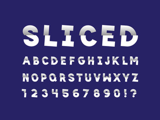  Sliced font. Vector alphabet